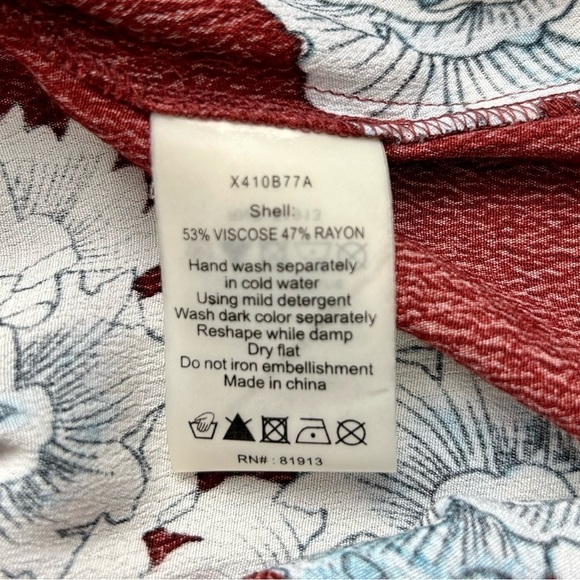 Anthropologie Plenty by Tracy Reese Burgundy Maroon Red Floral Aleah Dress XS - Picture 12 of 13